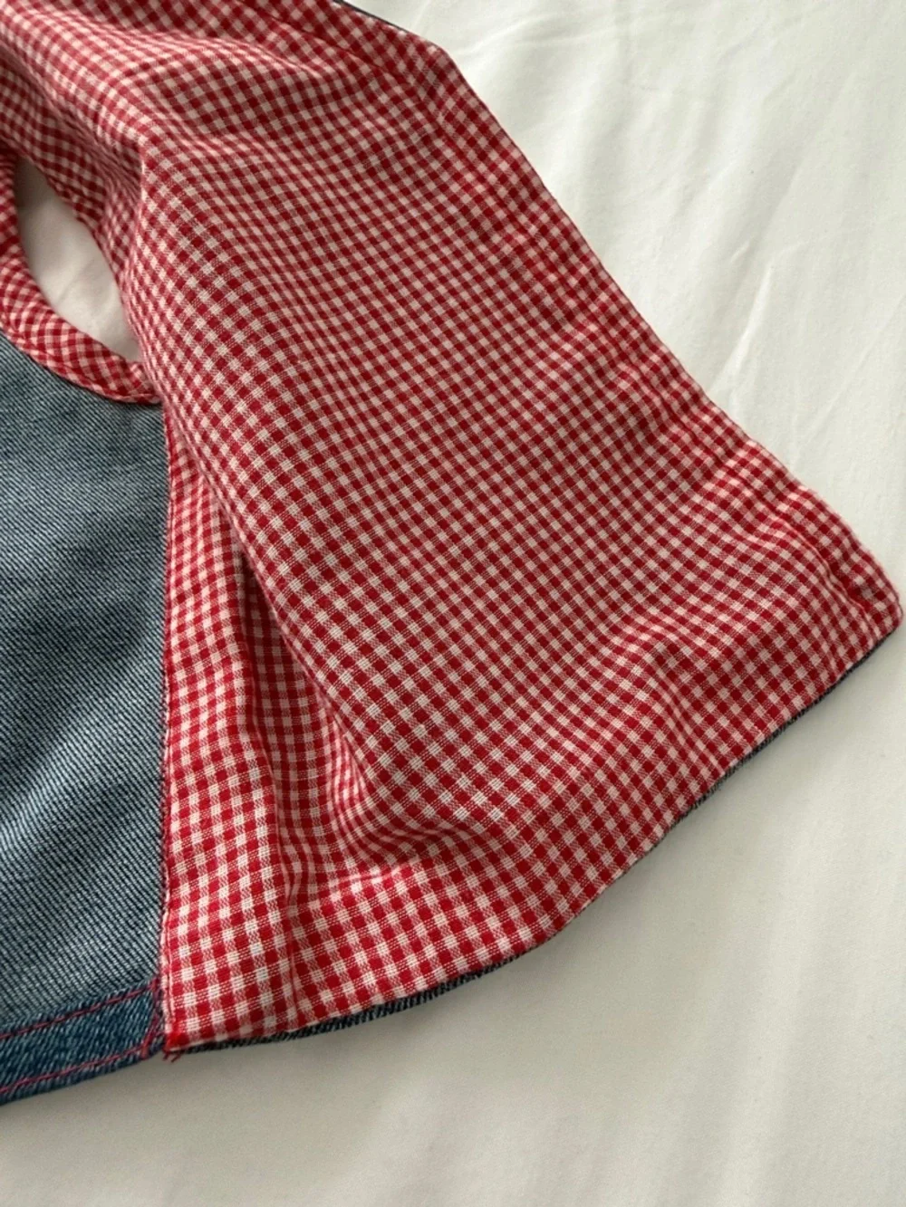 Kids Reversible Denim Vest with Red Gingham Sailboat baby 6 months